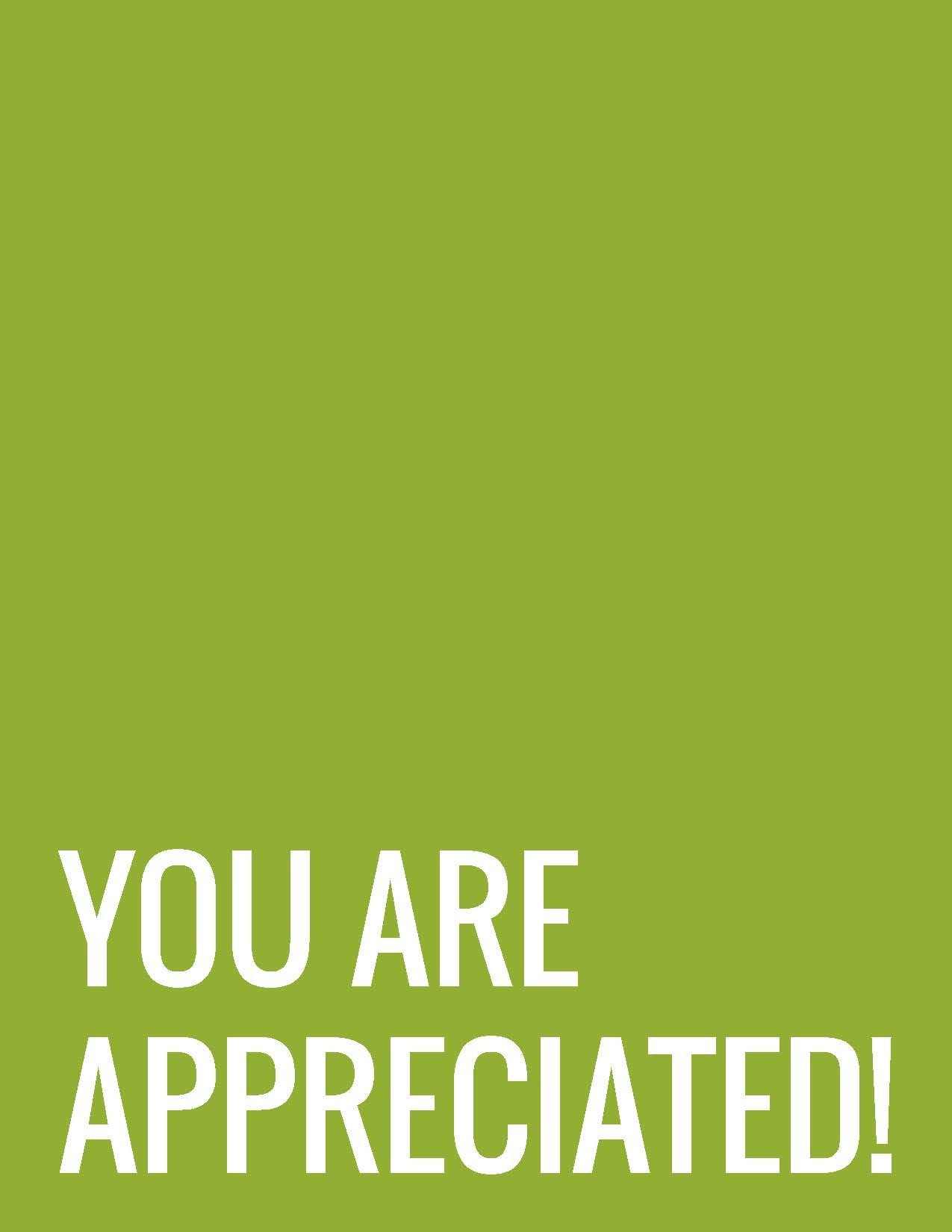 you are appreciated Thank you Card