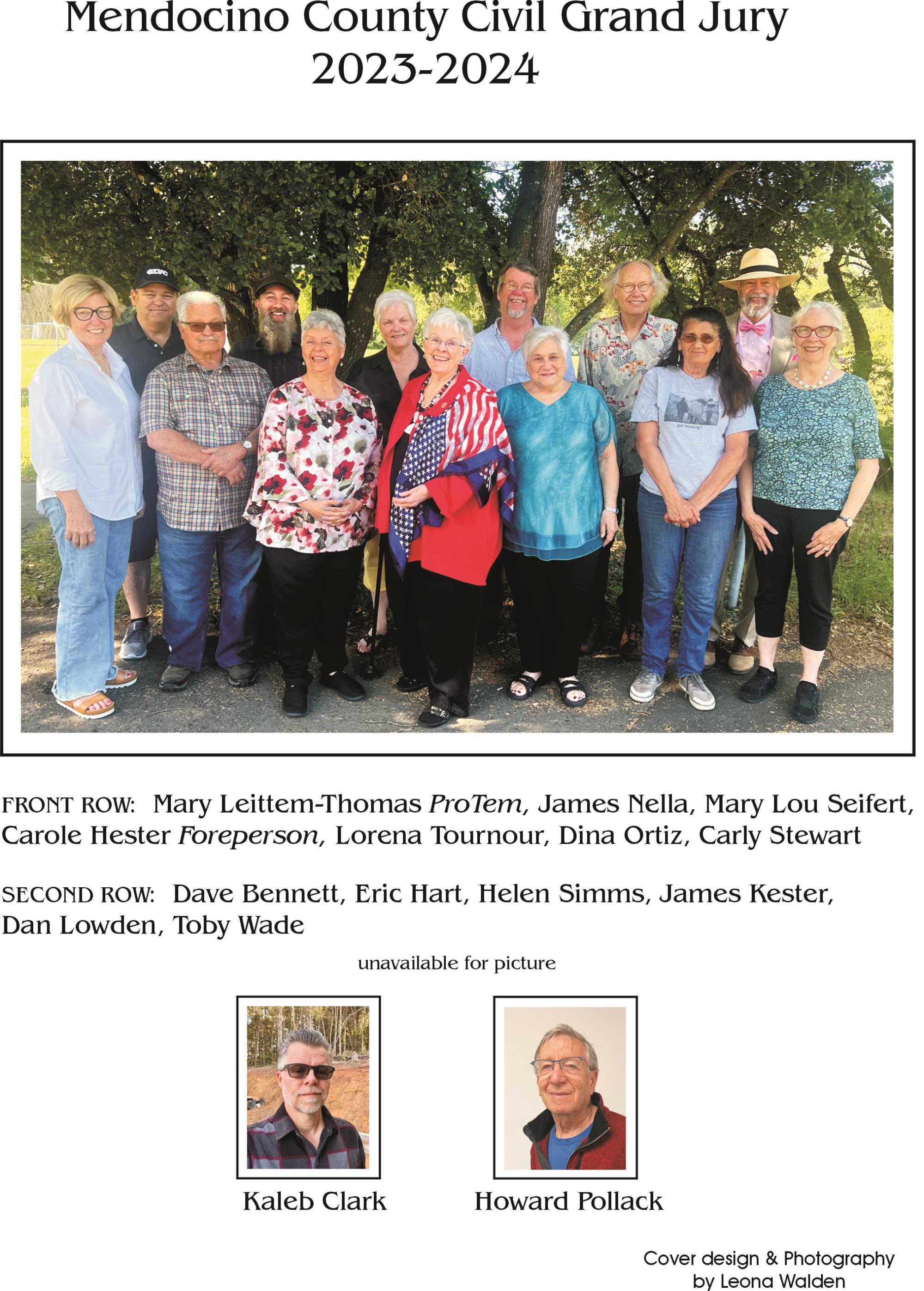 Photo of the Grand jury members along with their names: Mary Leittem-Thomas ProTem, James Nella, Mary lou Seifert, Carole Hester Foreperson, Lorena Tournour, Dina ortiz, Carly Stewart, Dave Bennett, Eric Hart, Helen Simms, James Kester, Dan lowden, Toby Wade, Kaleb Clark, and Howard Pollack