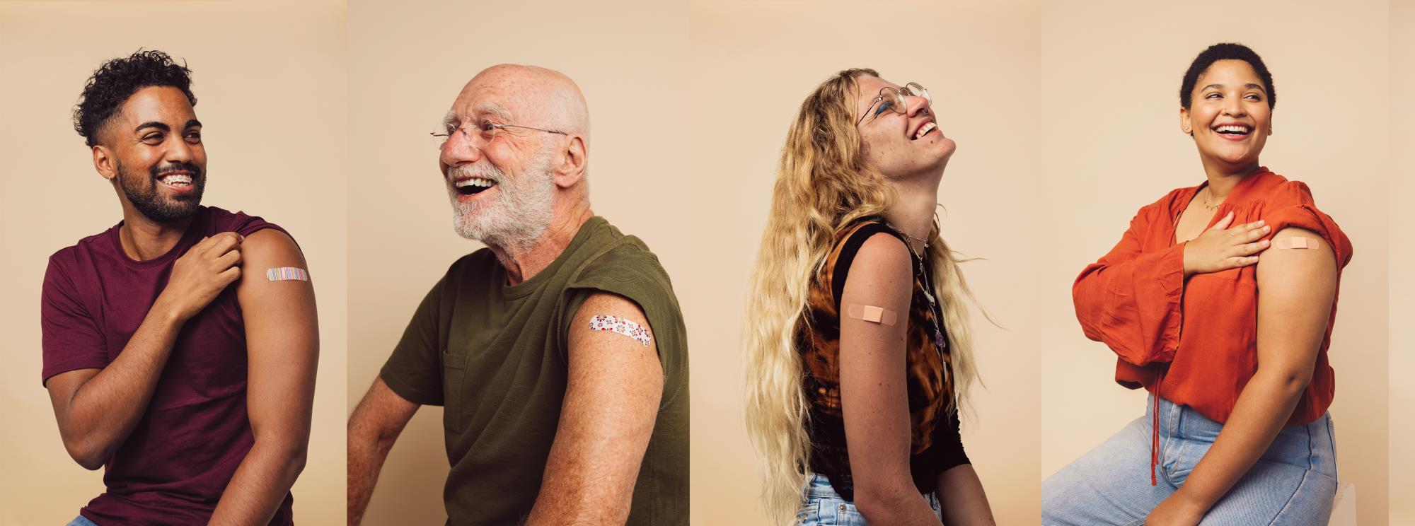 Banner - photo of several people happy to have received their flu shots