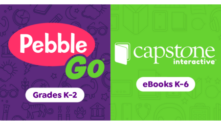 PebbleGo and Capstone Interactive eBooks logos.