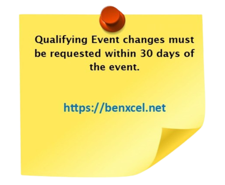 Note: Qualifying event changes must be requested within 30 days of the event