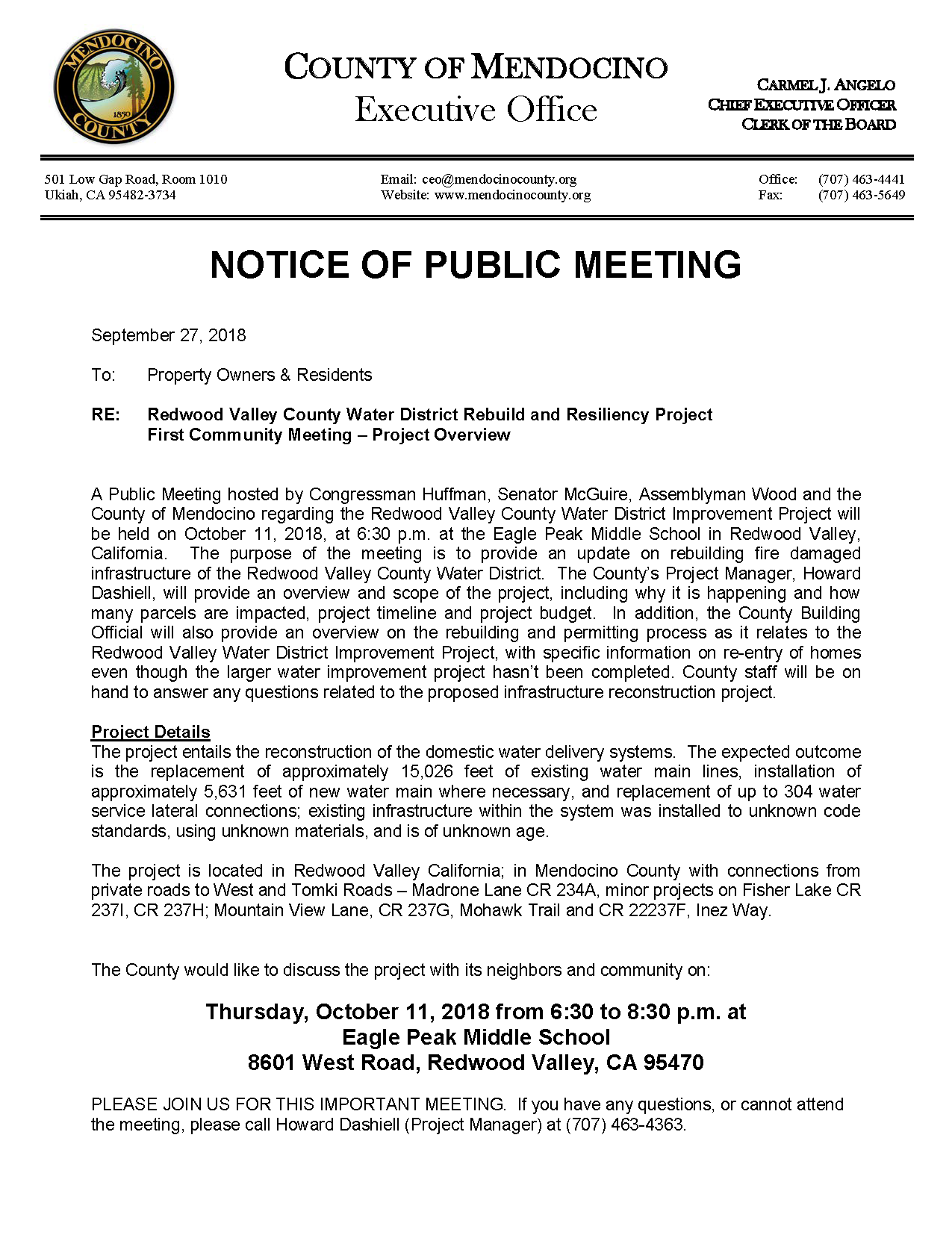 Notice of Public Meeting 10-11-18